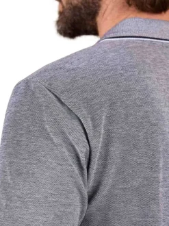 Polo en coton biologique anthracite à coupe droite pourvu d'un col boutonné