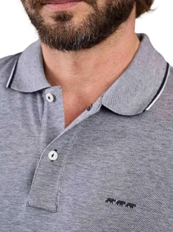 Polo en coton biologique anthracite à coupe droite pourvu d'un col boutonné