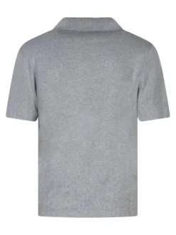 Polo en coton biologique gris uni avec une coupe droite et un col à revers