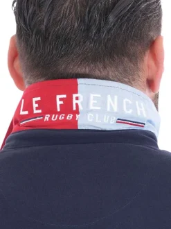 Polo en coton biologique marine bicolore à coupe droite avec un col à revers