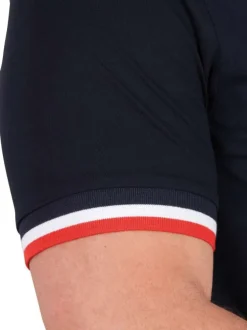 Polo en coton biologique marine uni pourvu de manches courtes