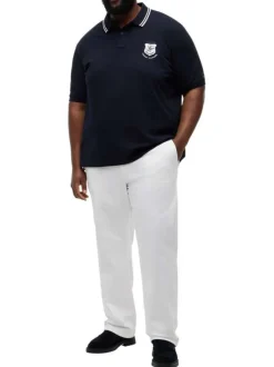 Polo en coton biologique marine uni pourvu d'un col boutonné