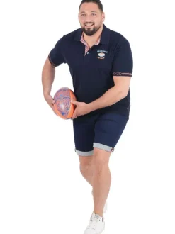 Polo en coton biologique marine uni pourvu d'une coupe droite