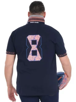 Polo en coton biologique marine uni pourvu d'une coupe droite