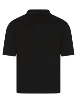 Polo en coton biologique noir uni avec une coupe droite et un col à revers
