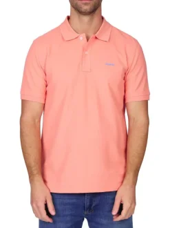 Polo en coton biologique rose uni avec une coupe droite et un col à revers
