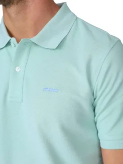 Polo en coton biologique vert d'eau uni avec une coupe droite