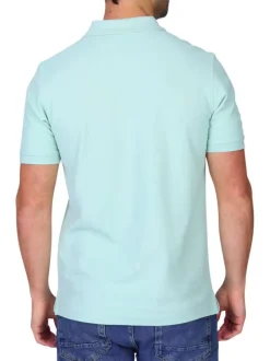 Polo en coton biologique vert d'eau uni avec une coupe droite