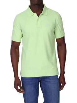 Polo en coton biologique vert uni avec une coupe droite et un col à revers