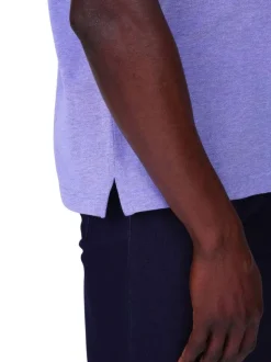 Polo en coton biologique violet à coupe droite pourvu d'un col boutonné
