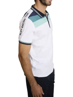 Polo en coton blanc à coupe droite pourvu de manches courtes