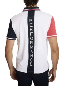 Polo en coton blanc à coupe droite pourvu d'un col à revers boutonné