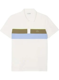 Polo en coton blanc fantaisie avec un col à rabats boutonné