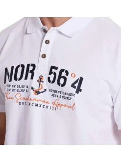 Polo en coton blanc imprimé avec une coupe droite et un col boutonné