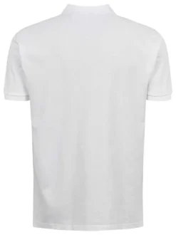 Polo en coton blanc imprimé avec une coupe droite et un col boutonné