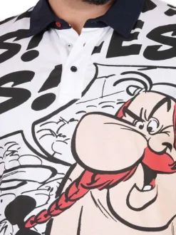 Polo en coton blanc imprimé pourvu d'une coupe droite et d'un col boutonné