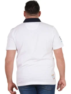 Polo en coton blanc imprimé pourvu d'une coupe droite et d'un col boutonné