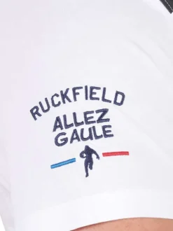 Polo en coton blanc imprimé pourvu d'une coupe droite et d'un col boutonné