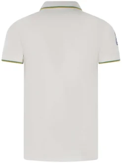 Polo en coton blanc uni avec une broderie sur une manche et un col boutonné