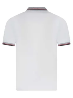 Polo en coton blanc uni avec une coupe droite et un col boutonné