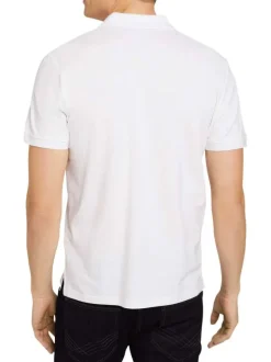 Polo en coton blanc uni coupe droite avec un col fermé par 2 boutons