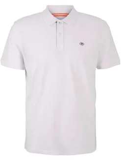 Polo en coton blanc uni coupe droite avec un col fermé par 2 boutons