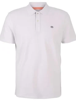Polo en coton blanc uni coupe droite avec un col fermé par 2 boutons
