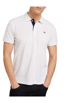 Polo en coton blanc uni coupe droite avec un col fermé par 2 boutons
