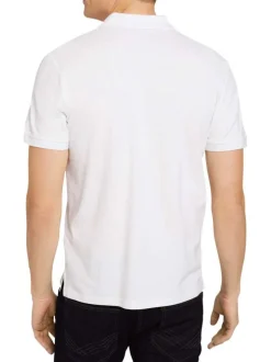 Polo en coton blanc uni coupe droite avec un col fermé par 2 boutons