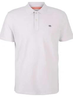 Polo en coton blanc uni coupe droite avec un col fermé par 2 boutons
