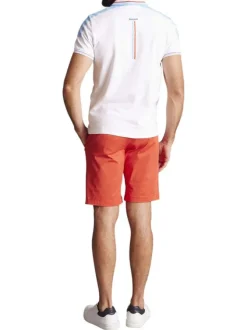 Polo en coton blanc uni à coupe slim fit et à détails bleus ciel