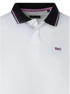 Polo en coton blanc uni pourvu d'un col boutonné et d'une coupe droite
