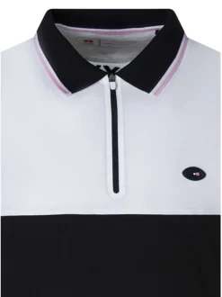 Polo en coton blanc uni pourvu d'une coupe droite et d'un col zippé