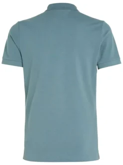 Polo en coton bleu avec une coupe droite un col boutonné et logo à la poitrine