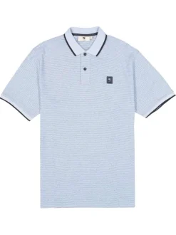 Polo en coton bleu ciel uni avec une coupe droite et un col à revers