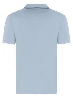 Polo en coton bleu à coupe droite pourvu d'un col à revers épais