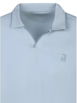 Polo en coton bleu à coupe droite pourvu d'un col à revers épais