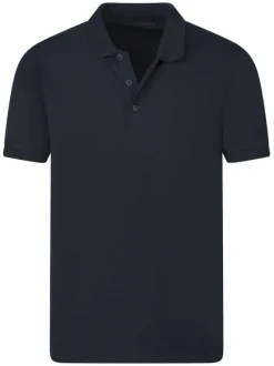 Polo en coton bleu marine en maille piquée avec une coupe droite et le logo
