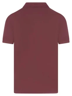 Polo en coton bordeaux uni avec une coupe droite et un col boutonné