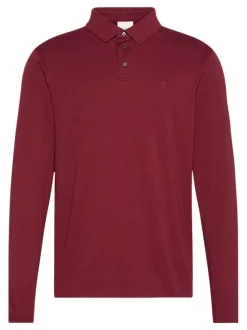 Polo en coton bordeaux uni coupe ajustée et un col à revers boutonné