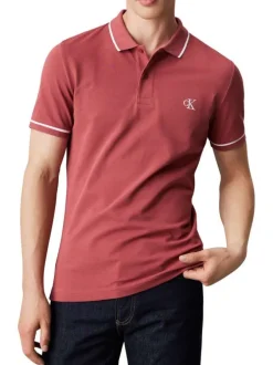 Polo en coton brique uni avec une coupe droite à col français