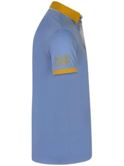 Polo en coton ciel uni avec une fermeture boutonnée et une coupe droite