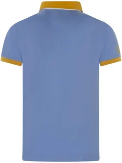 Polo en coton ciel uni avec une fermeture boutonnée et une coupe droite