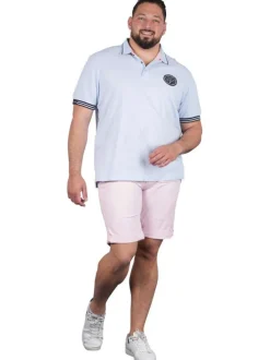 Polo en coton ciel uni pourvu d'une coupe droite et d'un col boutonné