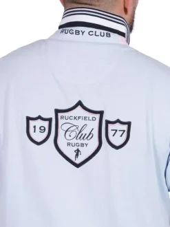 Polo en coton ciel uni pourvu d'une coupe droite et d'un col boutonné