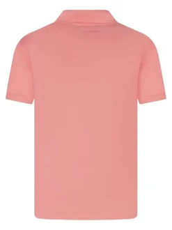 Polo en coton corail uni avec une coupe droite et un col à revers