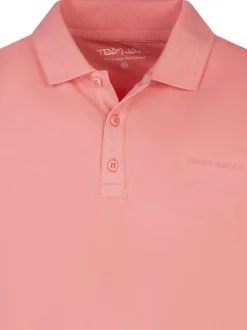 Polo en coton corail uni avec une coupe droite et un col à revers