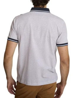 Polo en coton écru à motifs avec une coupe droite et un col boutonné