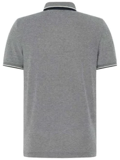 Polo en coton gris uni avec un col boutonné et des manches courtes