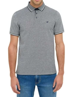 Polo en coton gris uni avec un col boutonné et des manches courtes